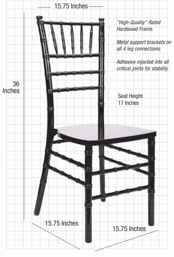 Black ToughWood Real Wood Chiavari Chair CCWB-ZG-T