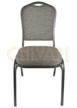 Charcoal Grey Fabric on Silver Vein Frame Crown Banquet Chair Front CQCFG-ZF-T