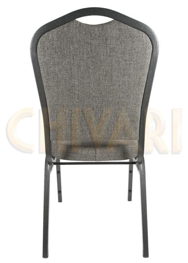 Charcoal Grey Fabric on Silver Vein Frame Crown Banquet Chair Back CQCFG-ZF-T