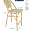 Beige & Green Armless French Bistro Patio Dining Barstool by Chivari BBPW-AX-T