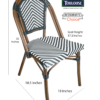 Black & White Armless French Bistro Patio Dining Chair by Chivari, CBTBLA-ZG-T