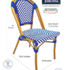 Blue & White Armless French Bistro Patio Dining Chair by Chivari CBTBLU-ZG-T