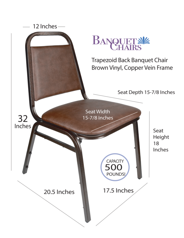 Brown Vinyl on Copper Vein Frame Trapezoid Banquet Chair CQTVBR-ZF-T