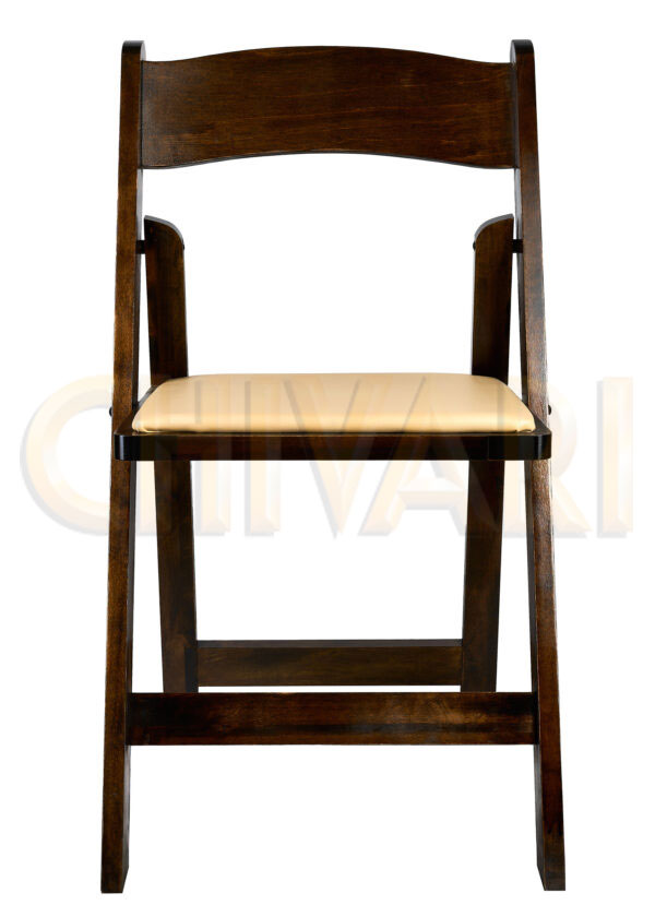 Fruitwood ToughWood Folding Chair with Tan Padded Seat by Chivari FWF-TAN-AX-T 02