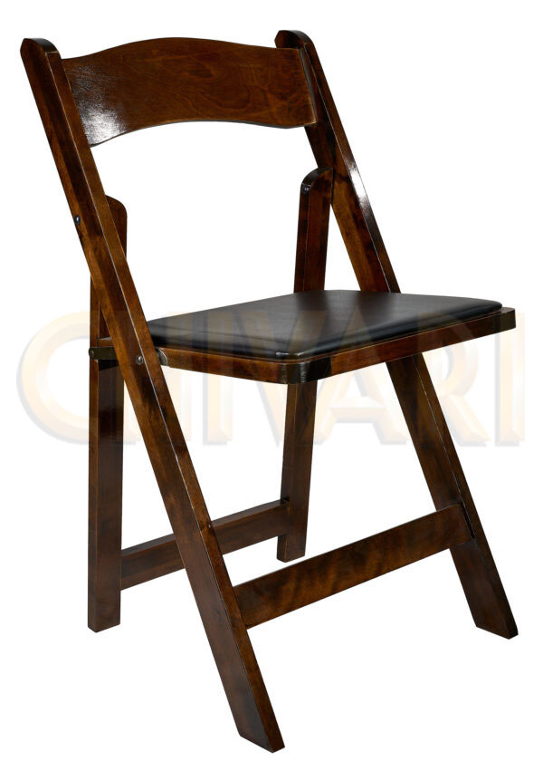 Fruitwood ToughWood Folding Chair with Black Padded Seat CFWF-BLK-AX-T