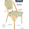 Beige & Green Armless French Bistro Patio Dining Chair by Chivari CBPW-AX-T