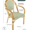 Beige & Green with Arms French Bistro Patio Dining Chair by Chivari BPAW-AX-T