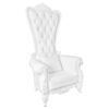 Throne Chair, Wood, White Frame, White Vinyl Cushions CTWWW-ZG-T