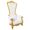 Throne Chair, Wood, Gold Frame, White Vinyl Cushions CTWGW-ZG-TCTWGW-ZG-T