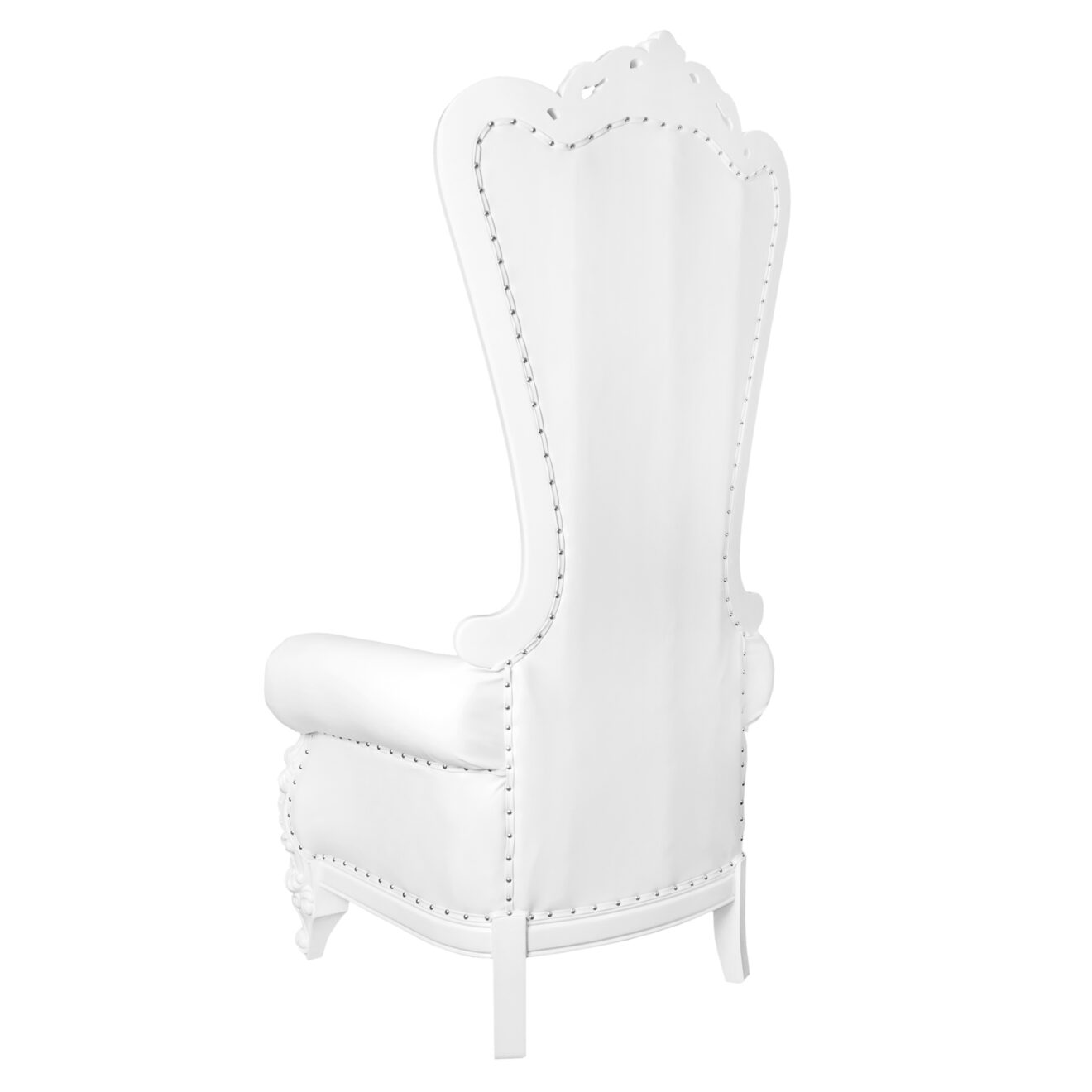 Throne Chair, Wood, White Frame, White Vinyl Cushions CTWWW-ZG-T