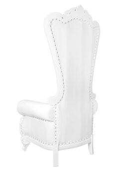 Throne Chair, Wood, White Frame, White Vinyl Cushions CTWWW-ZG-T