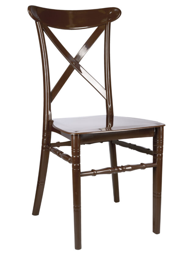 Brown BasicResin Cross Back Chair by Chivari CXPBR-v22-SG-T