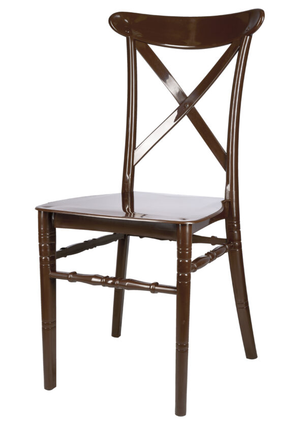 Brown BasicResin Cross Back Chair by Chivari CXPBR-v22-SG-T