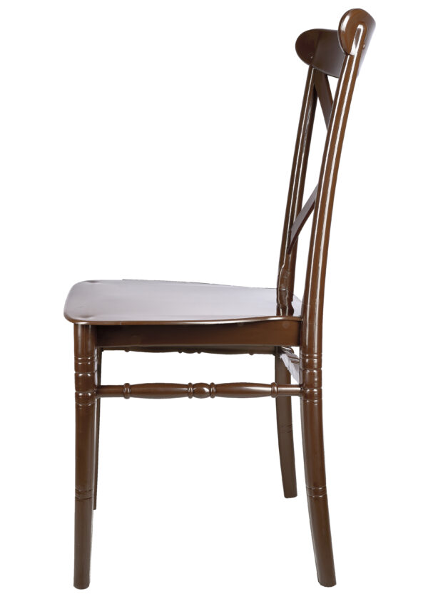 Brown BasicResin Cross Back Chair by Chivari CXPBR-v22-SG-T