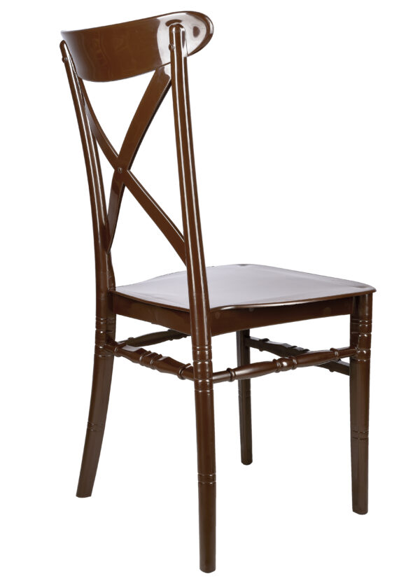 Brown BasicResin Cross Back Chair by Chivari CXPBR-v22-SG-T