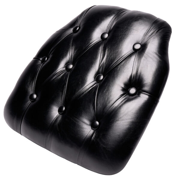 Black 1.75″ Thick Vinyl Tufted Panel Chiavari Chair Cushion CUSHPANVINTUFTBLA-AX-T