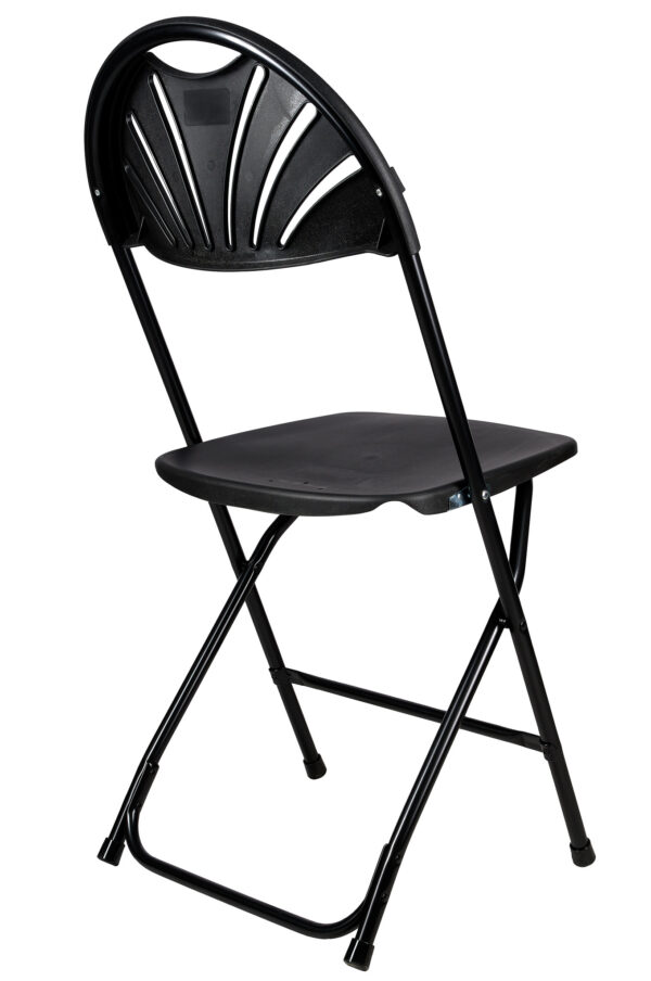 Black Fan Back Folding Chair (Steel-Poly Chair) by Chiavari CFPB-FAN-CX-T