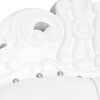 Detail Shot Throne Chair, Wood, White Frame, White Vinyl Cushions CTWWW-ZG-T