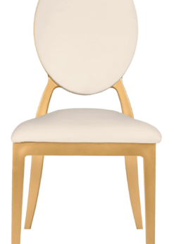 Gold Resin OZ Chair with Ivory Vinyl Seat and Removable Ivory Vinyl Back COZRGIVYIVY-ZG-T