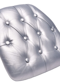 Silver 1.75″ Thick Vinyl Tufted Panel Chiavari Chair Cushion by Chivari CUSHPANVINTUFTSLV-AX-T