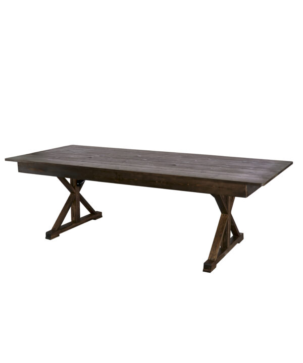 Fruitwood 8 Foot (96″ x 40″) Rectangle Farmhouse Table TFARMRT9640-FRUITWOOD-X-LEG-AX-T