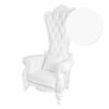 Throne Chair, Wood, White Frame, White Vinyl Cushions CTWWW-ZG-T