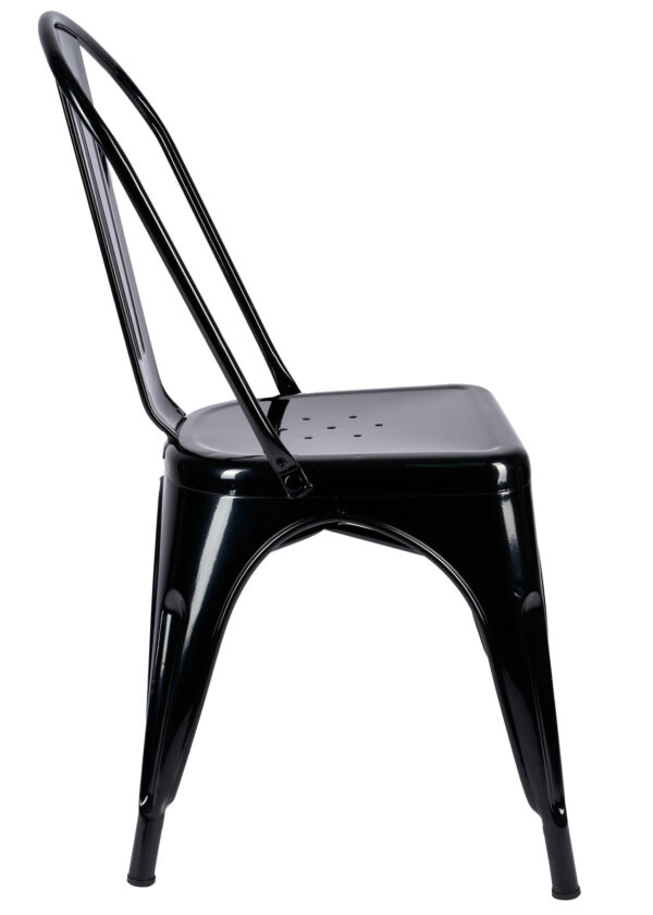 Black Hi Gloss Steelix Tolix Style Metal Restaurant Chair – Ships Fully Assembled CTMB-AX-T