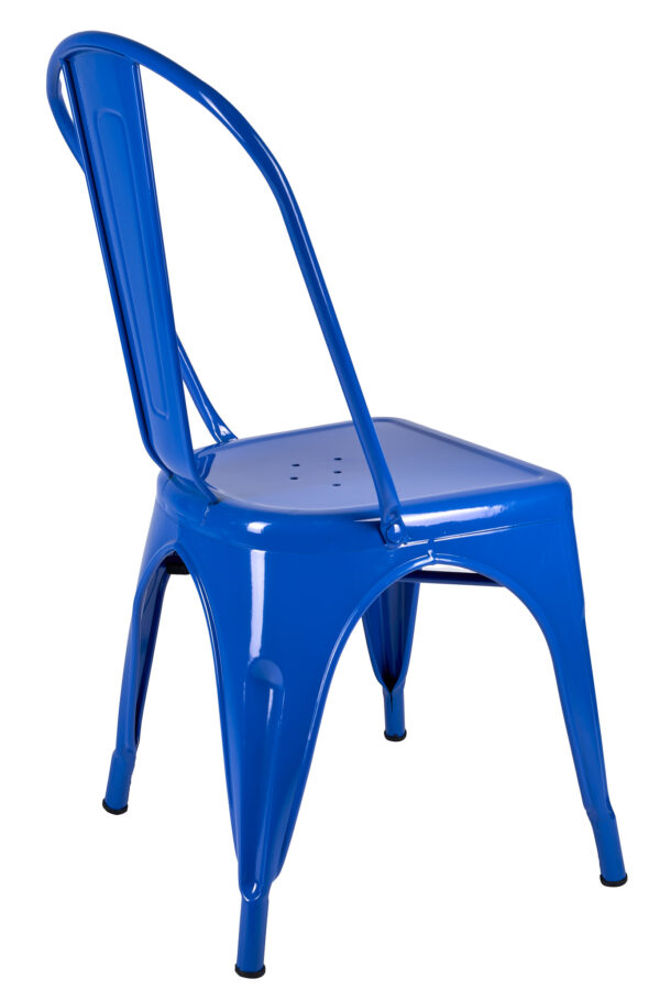 Blue Hi Gloss Steelix Tolix Style Metal Restaurant Chair with Back CTMBLU-AX-T