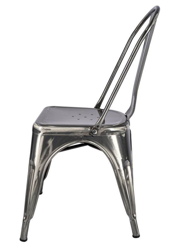 Polished Gunmetal Hi Gloss Steelix Tolix Style Metal Restaurant Chair – Ships Fully Assembled CTMGU-AX-T