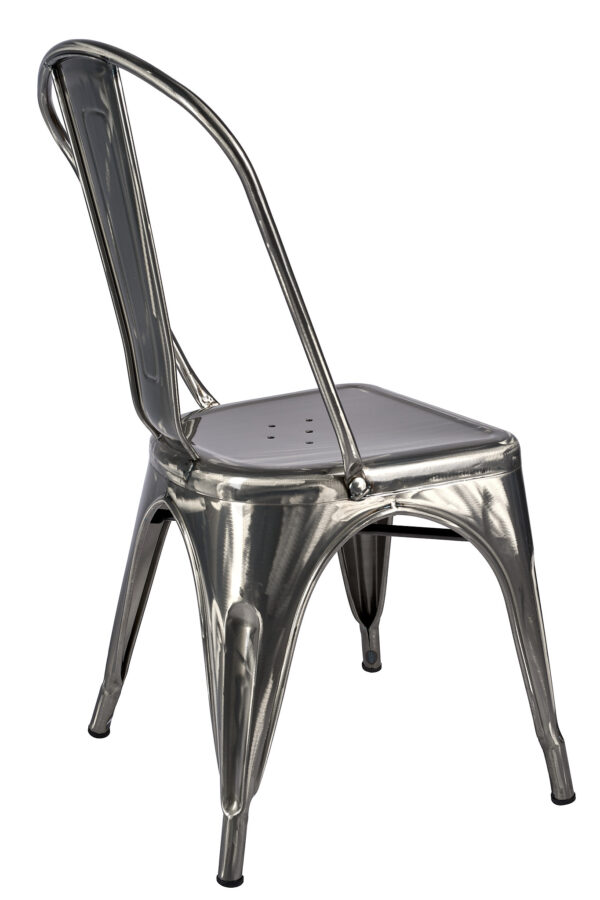 Polished Gunmetal Hi Gloss Steelix Tolix Style Metal Restaurant Chair – Ships Fully Assembled CTMGU-AX-T