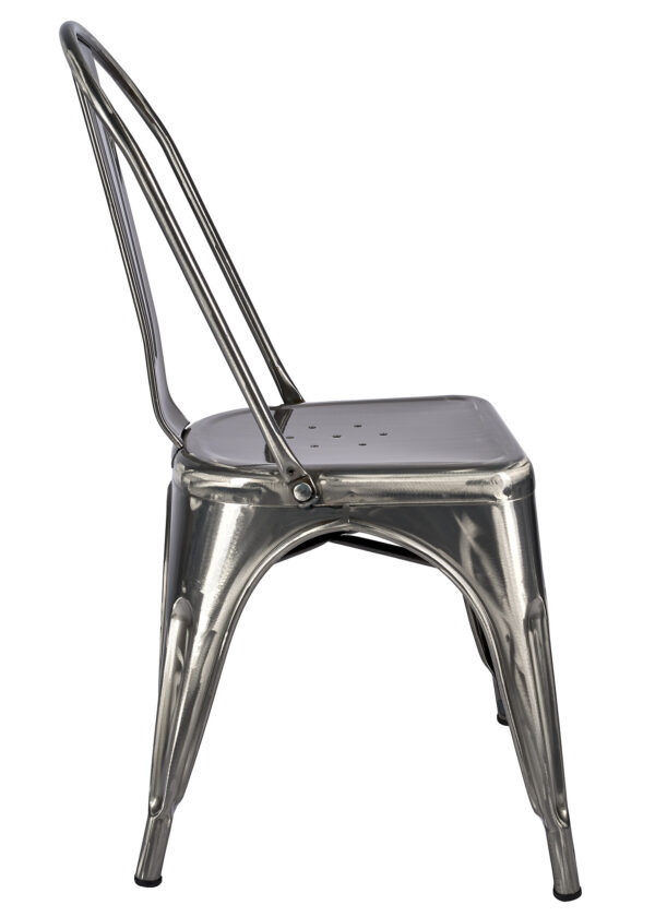 Polished Gunmetal Hi Gloss Steelix Tolix Style Metal Restaurant Chair – Ships Fully Assembled CTMGU-AX-T