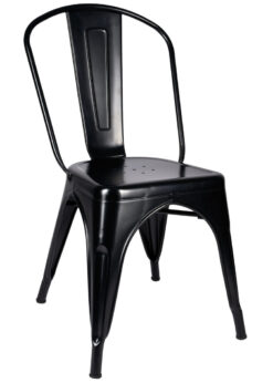 Matte Black 50% Hi Gloss Steelix Tolix Style Metal Restaurant Chair – Ships Fully Assembled CTMBM-AX-T