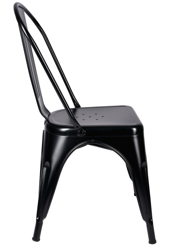 Matte Black 50% Hi Gloss Steelix Tolix Style Metal Restaurant Chair – Ships Fully Assembled CTMBM-AX-T