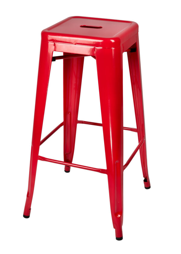 Steelix Tolix Style Metal Barstool Red with High Gloss / No Back BTMR-AX-T