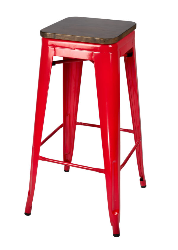 Steelix Tolix Style Metal Barstool Red with High Gloss / No Back BTMR-AX-T