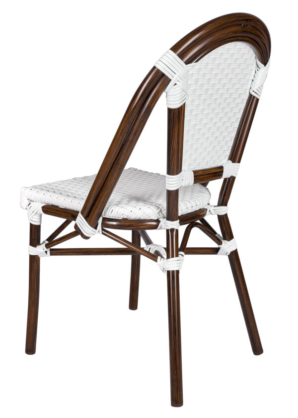 White on White, Dark Pipe Armless French Bistro Patio Dining Chair CBPWD-AX-T