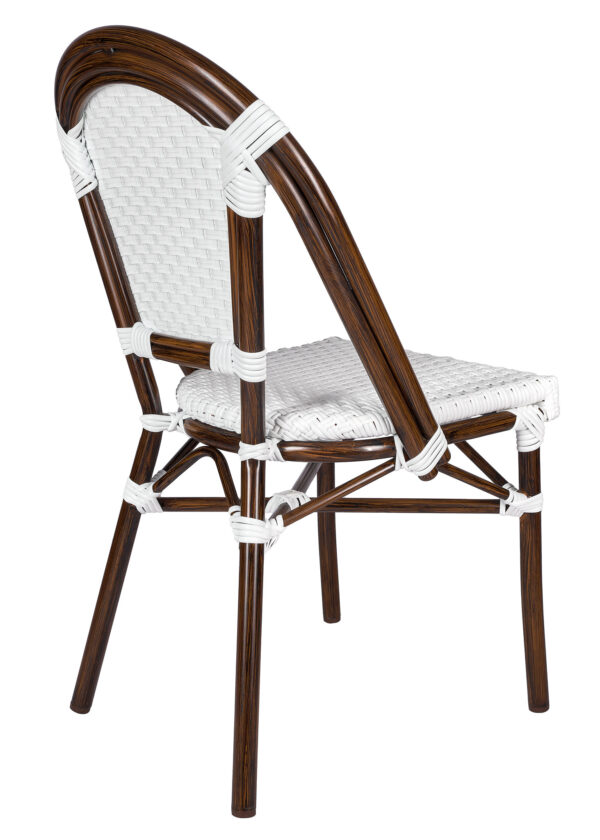 White on White, Dark Pipe Armless French Bistro Patio Dining Chair CBPWD-AX-T