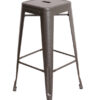 Steelix Tolix Style Metal Barstool Gunmetal with High Gloss / Polished and No Back BTMGU-AX-T