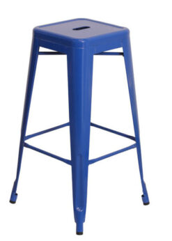 Blue High Gloss Steelix Tolix Metal Barstool / No Back BTMBLU-AX-T