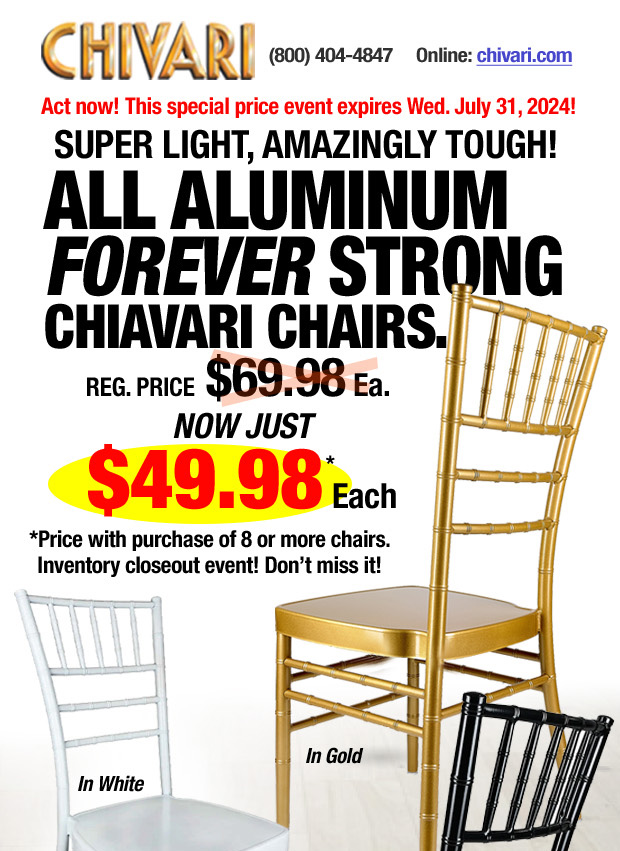 All Aluminum Forever Strong Chiavari Chairs