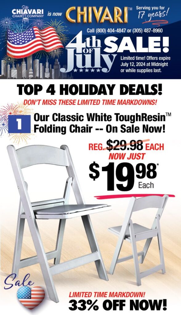 4th of July Sale - Our Classic White ToughResin Folding Chair