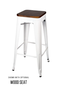 White Hi Gloss Steelix Tolix Style Metal Barstool – Ships Fully Assembled BTMW-AX-T