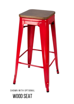 Steelix Tolix Style Metal Barstool Red with High Gloss / No Back – Ships Fully Assembled BTMR-AX-T