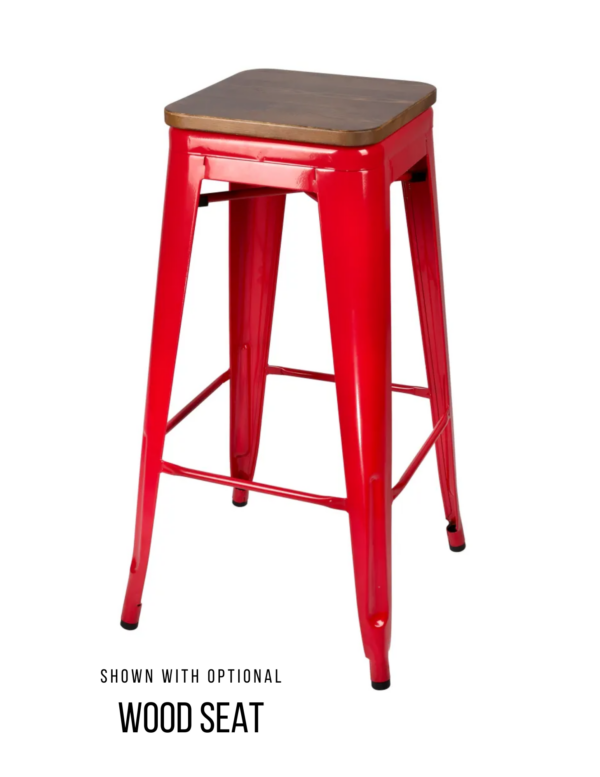 Steelix Tolix Style Metal Barstool Red with High Gloss / No Back – Ships Fully Assembled BTMR-AX-T