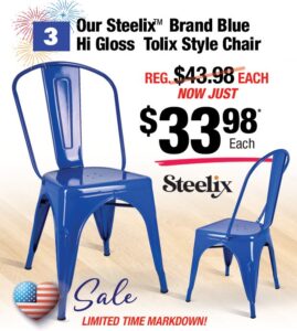 Blue Hi Gloss Tolix Style Chair - July 4 Top 4 Deals