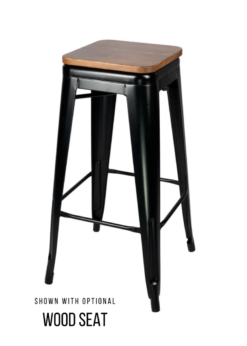 Black High Gloss Steelix Tolix Style Metal Barstool – Ships Fully Assembled BTMB-AX-T