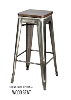 Steelix Tolix Style Metal Barstool Gunmetal with High Gloss / Polished and No Back – Ships Fully Assembled BTMGU-AX-T