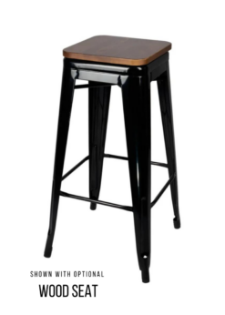 Steelix Tolix Style Metal Barstool Matte Black (50%) – No Back – Ships Fully Assembled BTMBM-AX-T