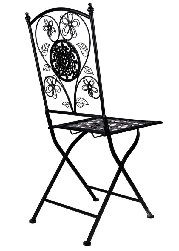 Rustic Matte Black Barcelona Bistro Folding Chair by Chivari CBBMB-AX-T