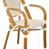 White and Beige with Arms, French Bistro Patio Dining Chair CBPAWB-AX-T